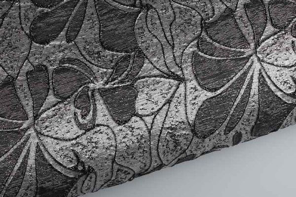 Brokat glänzend - Blumen - Schwarz 