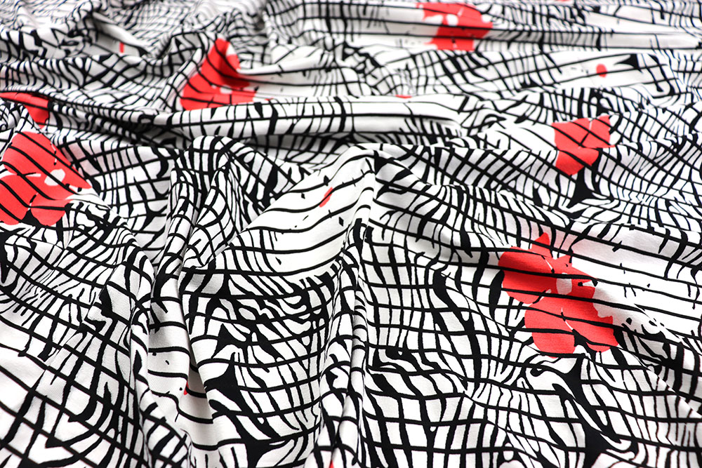 Jersey Viskose-Mix - Stripy Blossoms 