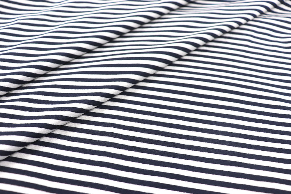 Viskosejersey - Matrosen-Streifen - Navy/Weiß 