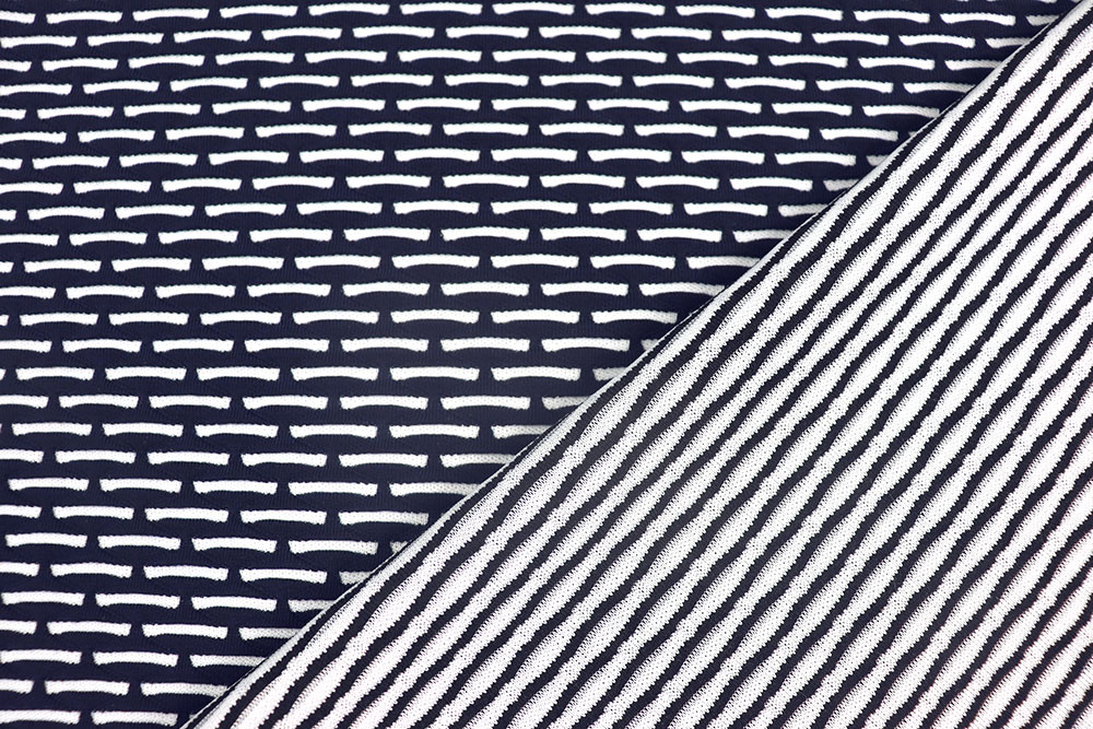 Strukturjersey - Stripe Mix - Navy/Weiß 