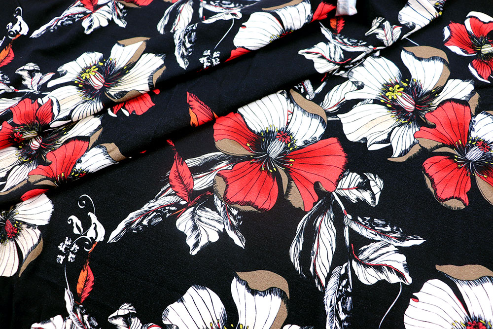 Viskosejersey - Hibiskus Dark 