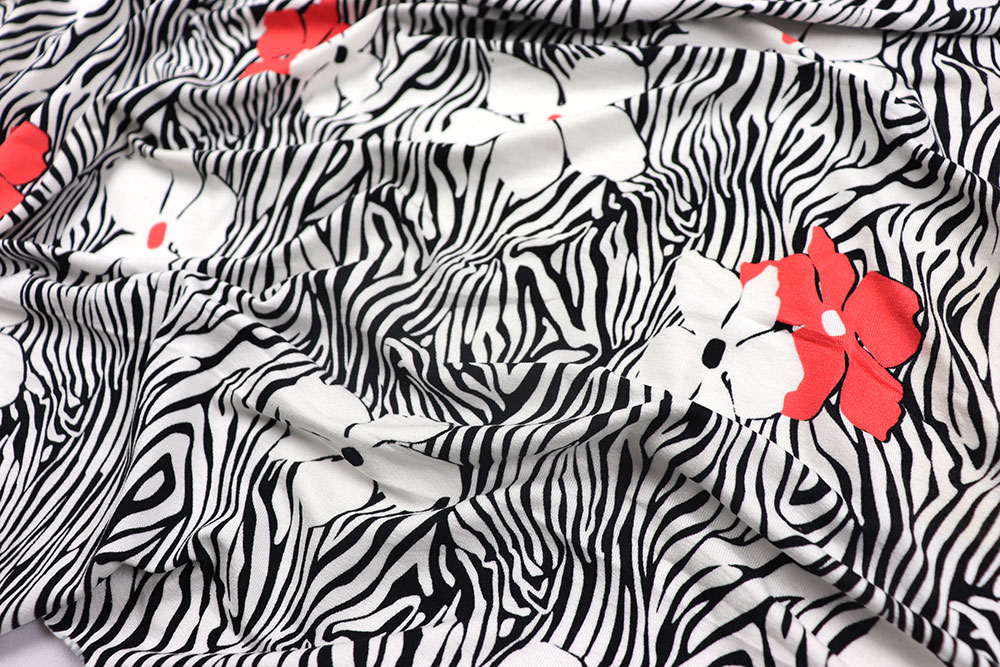 Viskosejersey - Zebra Flower 