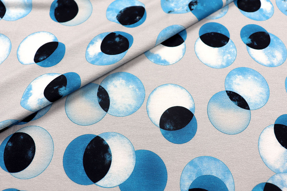 Viskosejersey - Blue Bubbles 