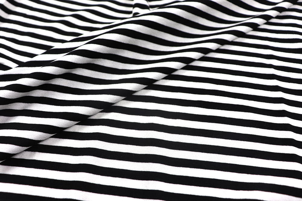 Viskosejersey - Querstreifen - Schwarz/Weiß 