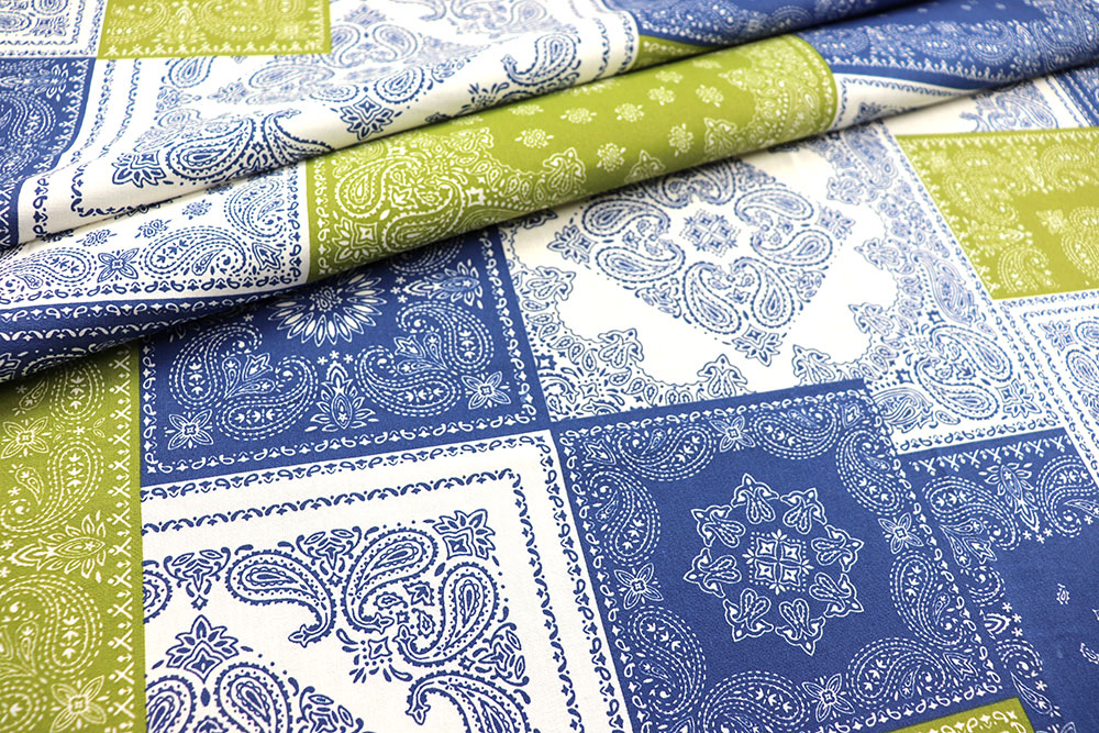 Baumwoll-Dekostoff - Paisley Patchwork - Grün/Blau 