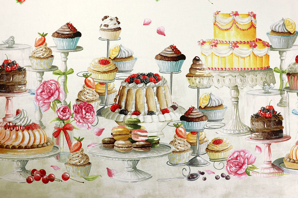 Baumwoll-Dekostoff Digital - Patisserie 