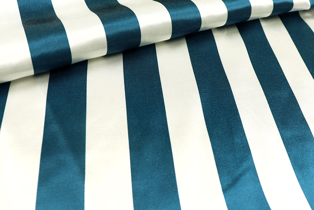 Satin - Streifen - Nachtblau/Weiß 