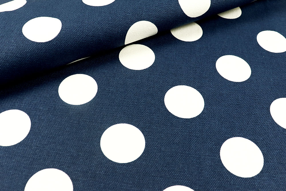 Dekostoff Canvas - Weiße Tupfen - Nachtblau 