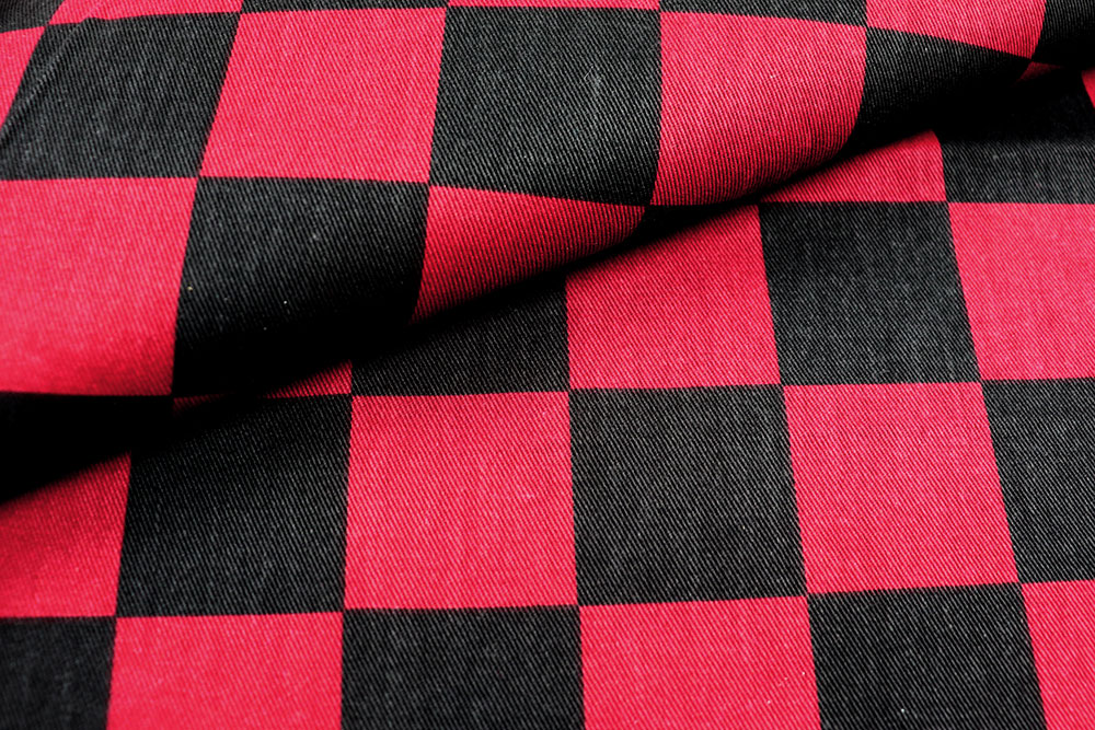 Baumwoll-Köper - Karo - Bordeaux/Schwarz 