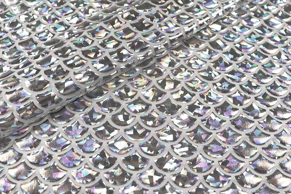 Tanzkleiderstoff Hologramm - Schuppe - Silber 
