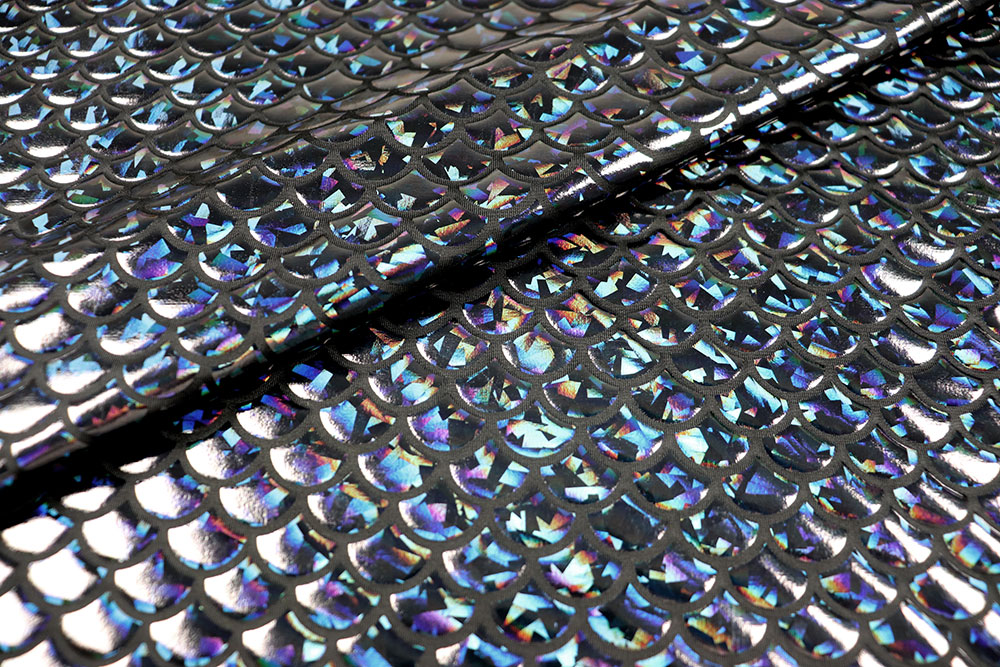 Tanzkleiderstoff Hologramm - Schuppe - Schwarz 
