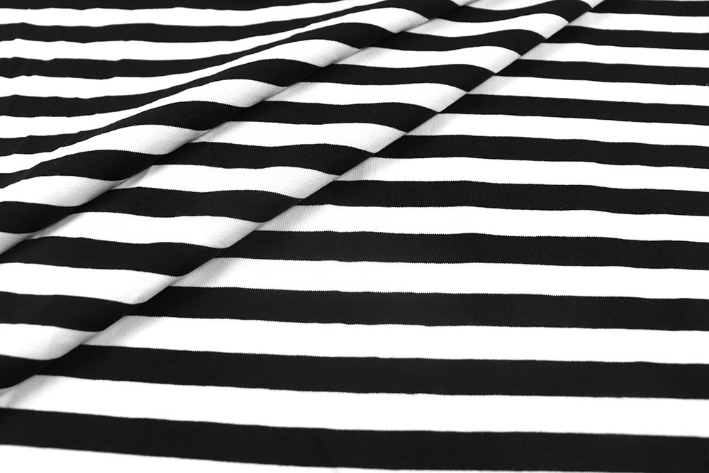 Baumwoll-Ringeljersey - Schwarz/Weiß 