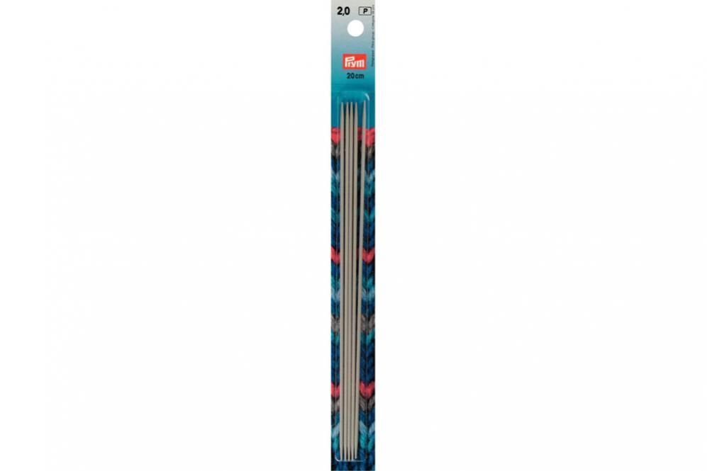 Strumpfstricknadeln Prym 20 cm - 2,0 mm Grau ALU 