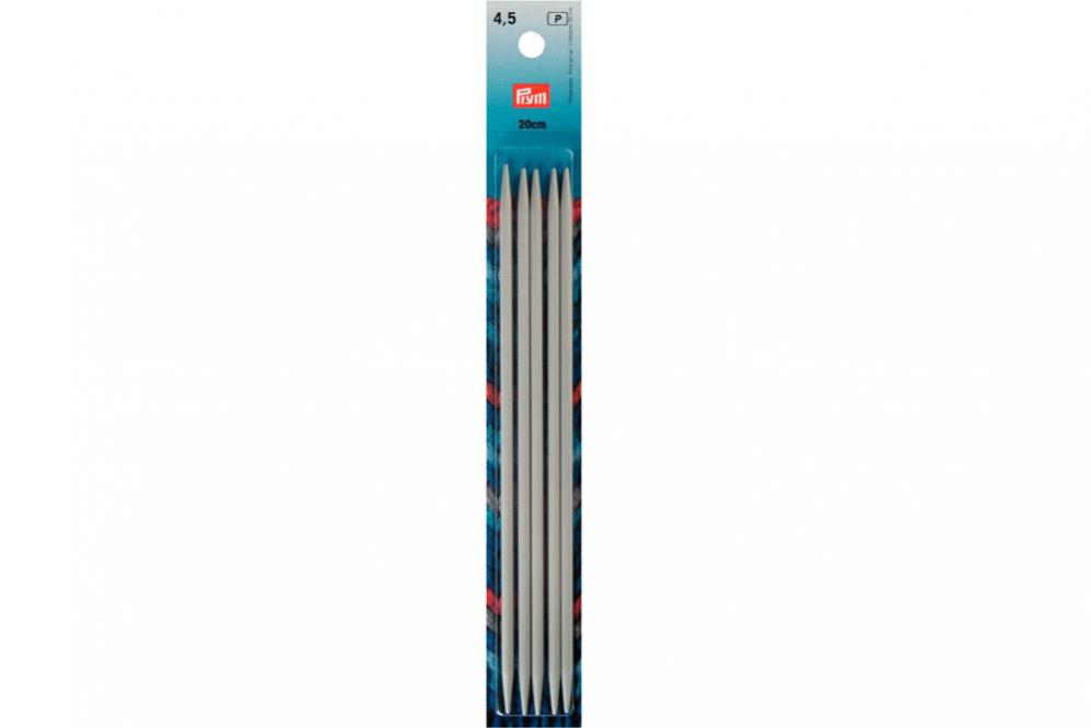 Strumpfstricknadeln Prym 20 cm - 4,5 mm Grau ALU 