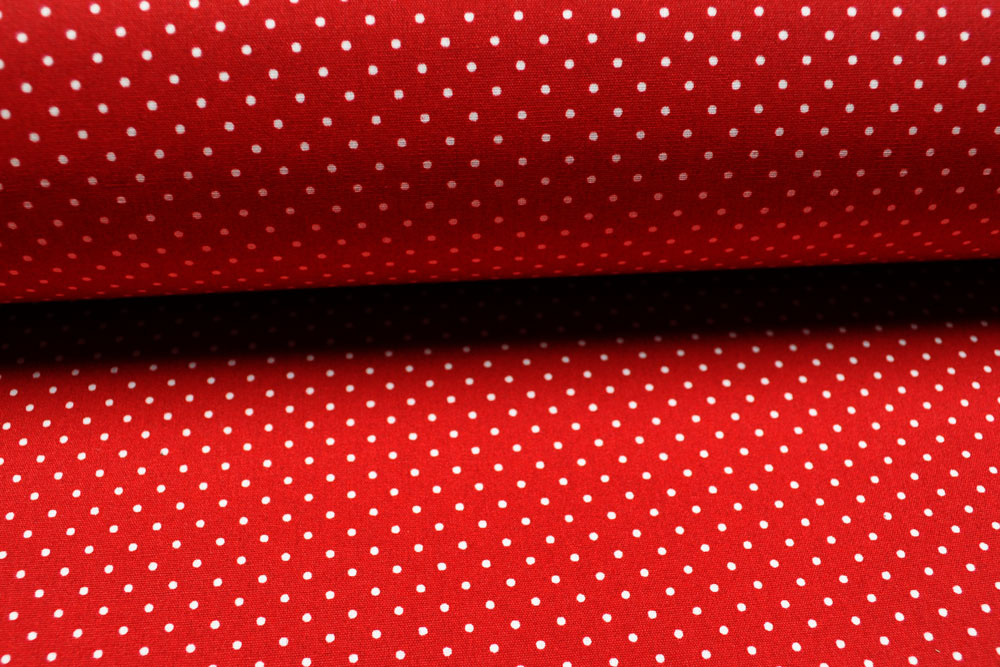 Tischdeckenstoff Bella - Kleine Pünktchen Rot 