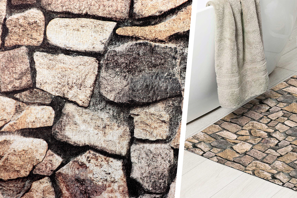 Teppichläufer-Meterware - Steinwand 