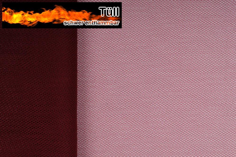 Tüll schwer entflammbar - Bordeaux - 1,0 Meter 