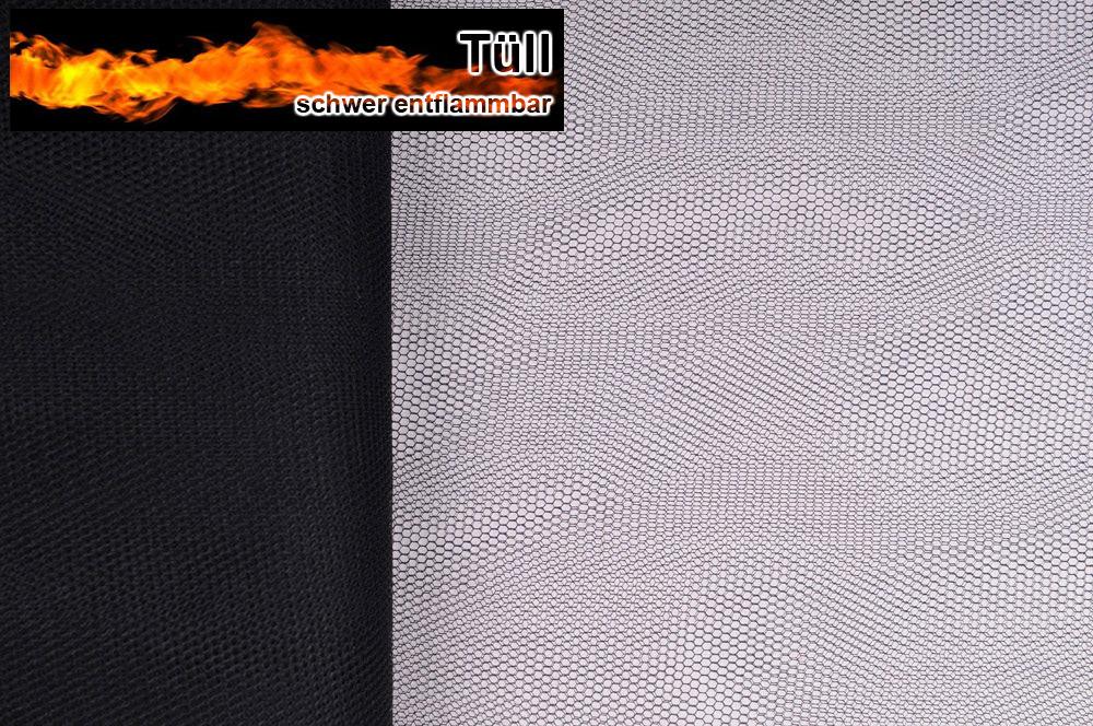 Tüll schwer entflammbar - Schwarz - 3,0 Meter 