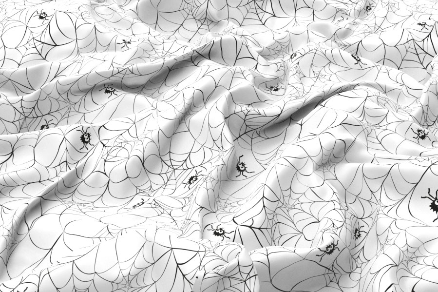 Universalstoff - Spinnen im Netz - Weiß/Schwarz 