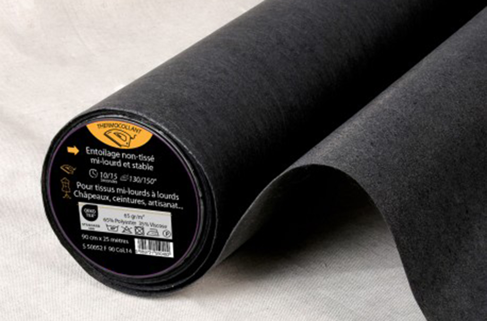 Vlies aufbügelbar - Schwarz 