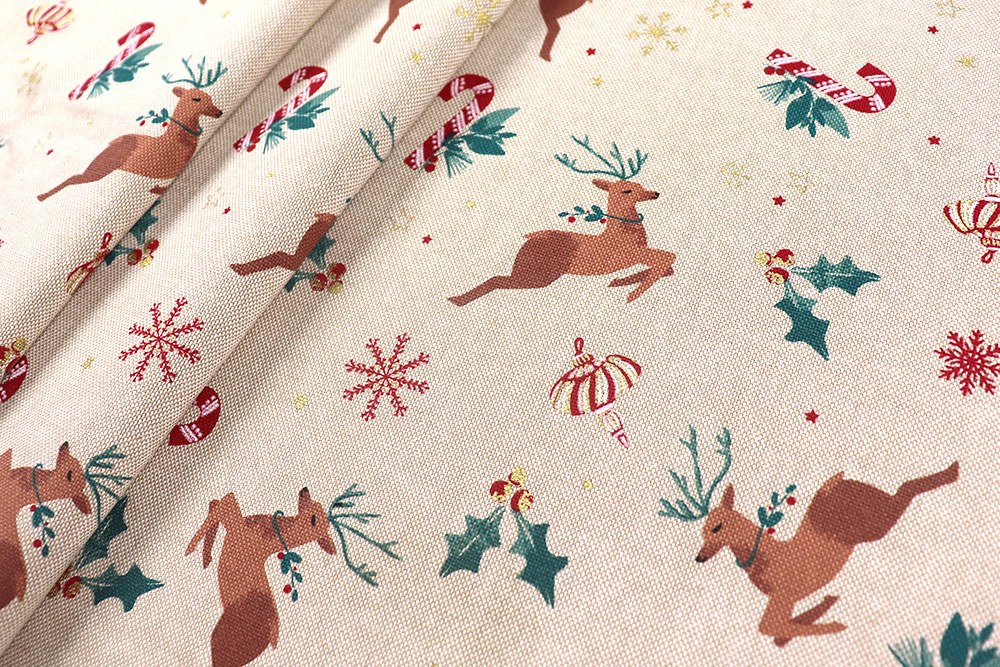 Weihnachtsstoff Leinenoptik - Rentiere 