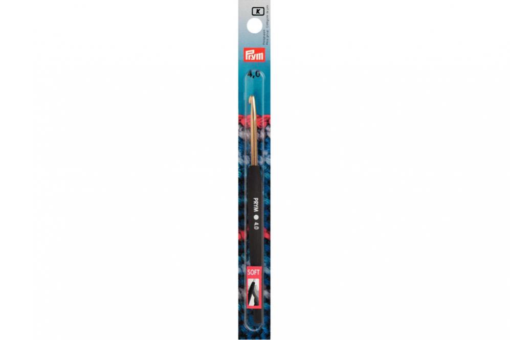 Woll-Häkelnadeln Prym 14 cm - 4,0 mm Silber - Soft-Griff ALU 