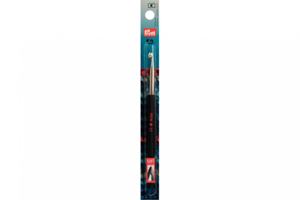 Woll-Häkelnadeln Prym 14 cm - 5,0 mm Silber - Soft-Griff ALU 