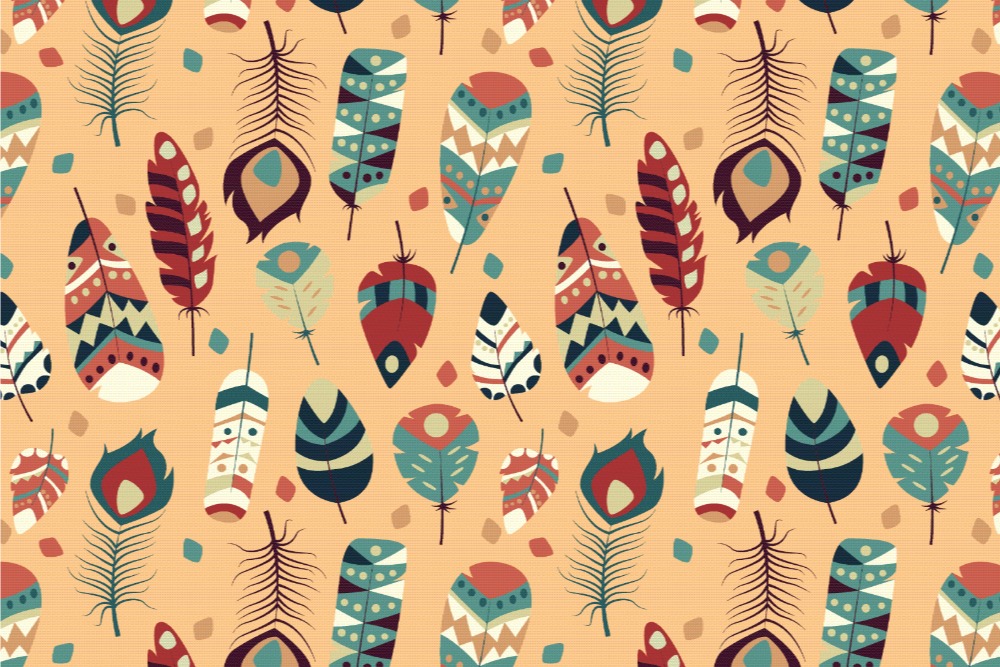 Fleece-Stoff - Indianer-Federn