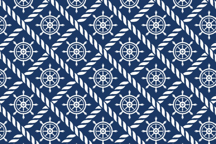 Frottee-Fleece - Marine-Welt Steuerrad/Seil