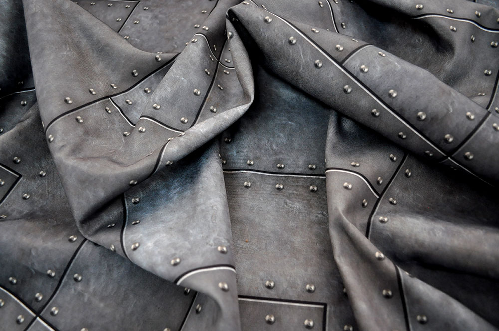 Steampunk-Dekostoff - Patched Metal