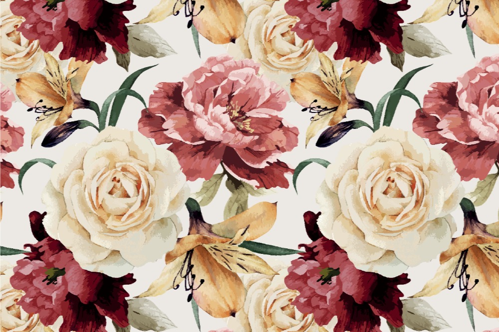 Blackout perm. schwer entflammbar - Rosen-Sommer