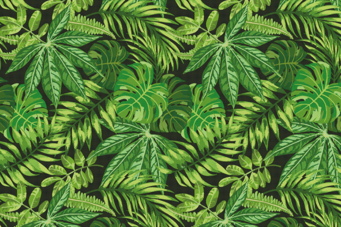 Samt-Stoff - Tropen-Blätter