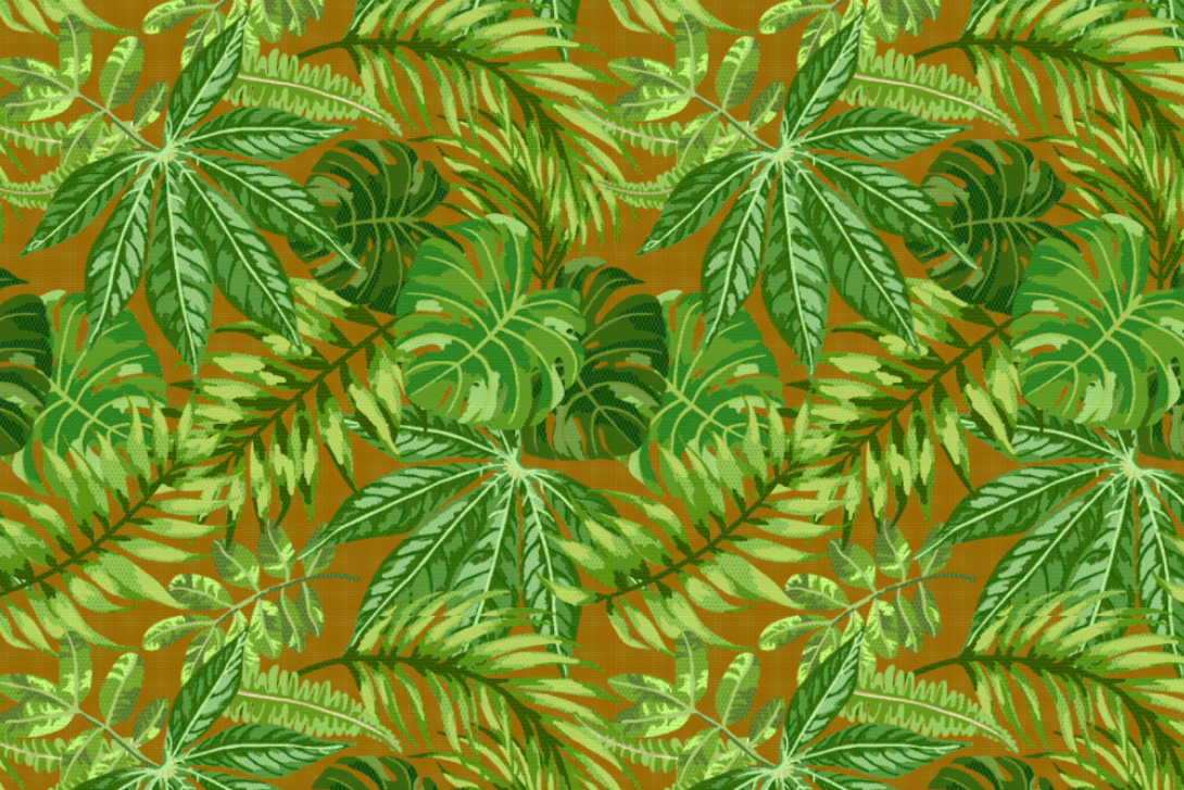 Samt-Stoff - Tropen-Blätter