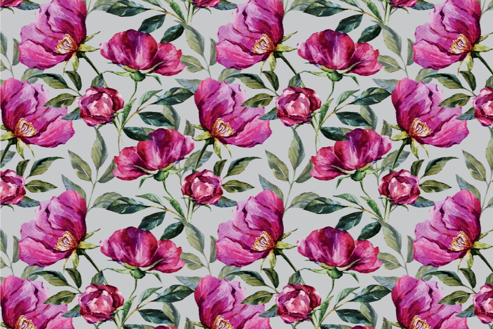 Dekostoff - Heckenrose - Grau - 3,0 Meter