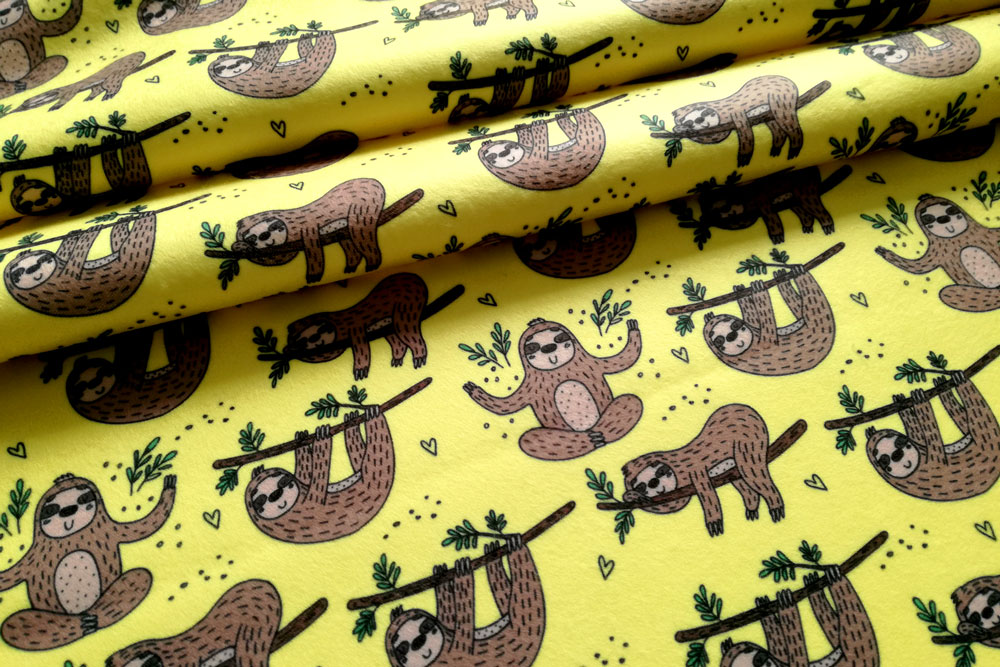 Fleece Stoff - Lazy-Faultier