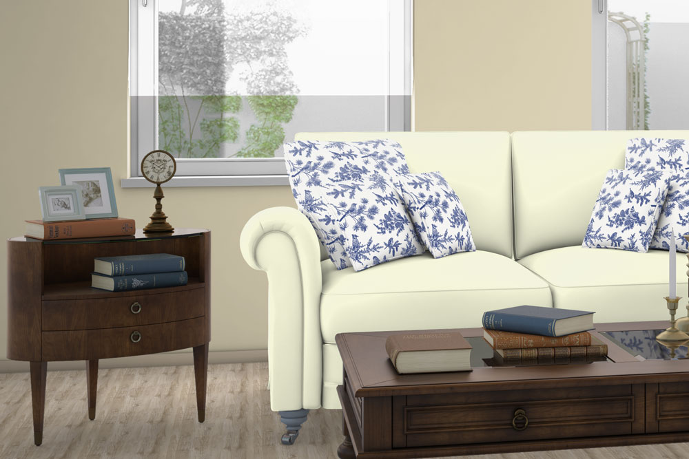 Dekostoff - Toile de Jouy - Wintervögel