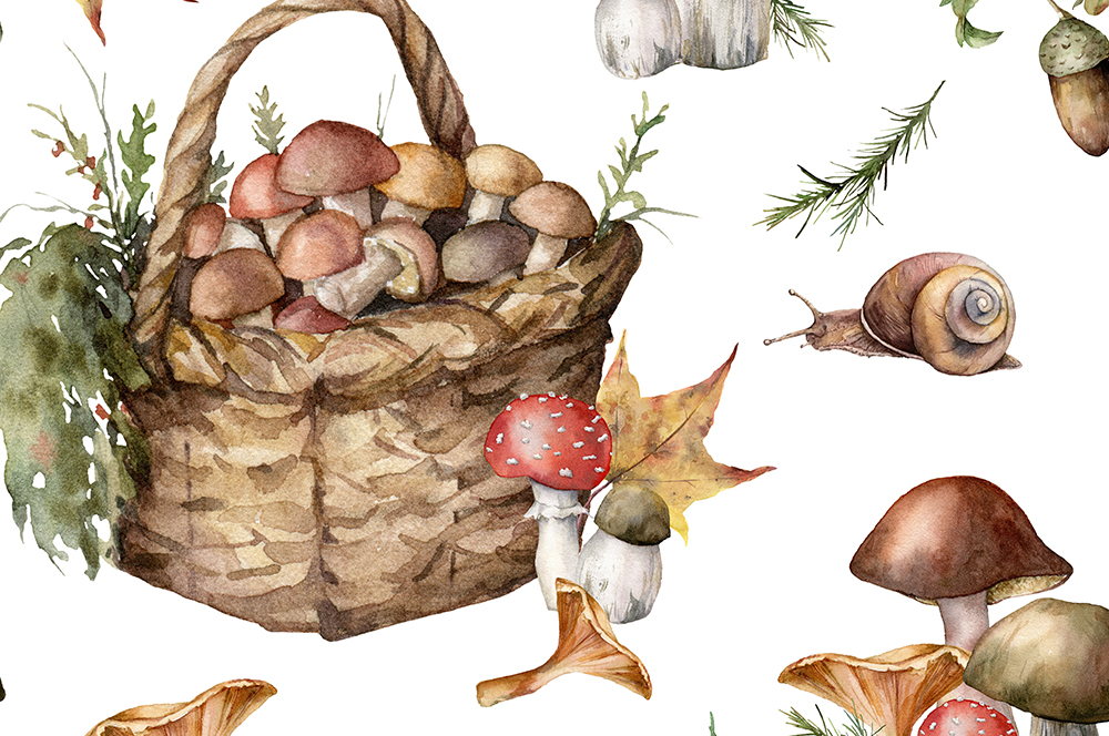 Dekostoff - Pilzkorb