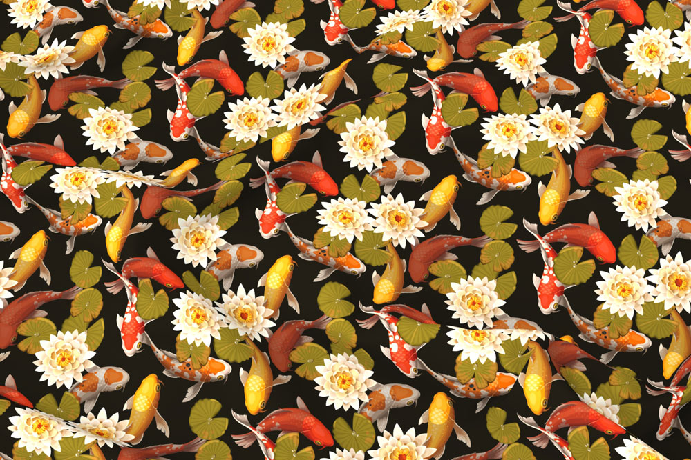 Wärmevorhang-Stoff - Lotusteich