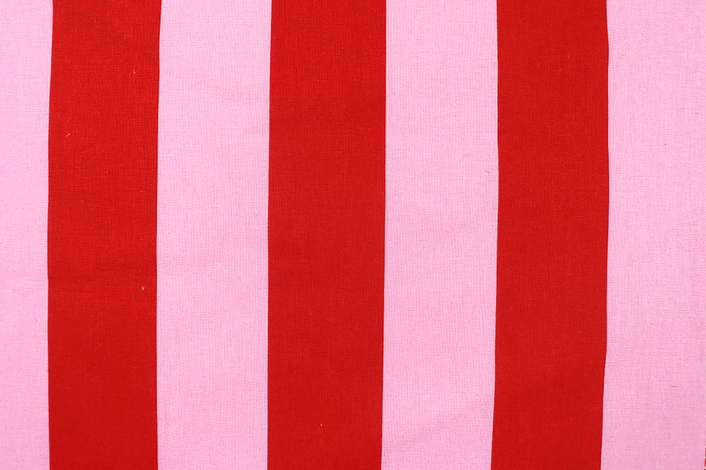 Baumwollstoff Blockstreifen - Rosa/Rot