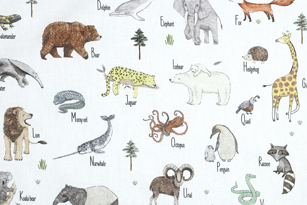 Baumwoll-Popeline Digital - Kleiner Zoo