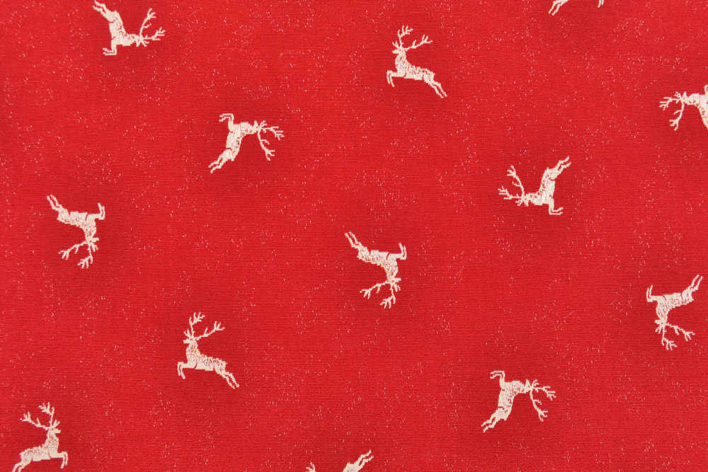 Dekostoff Zweiseitiger Jacquard - Kleine Hirsche - Creme