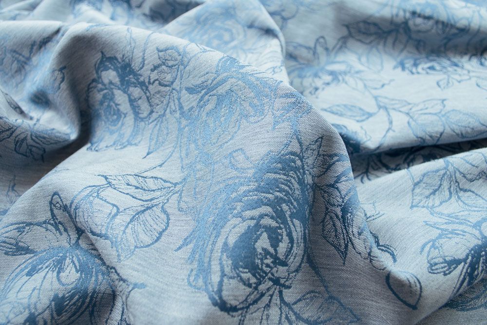 Rosen Jacquard - Hellblau/Blau