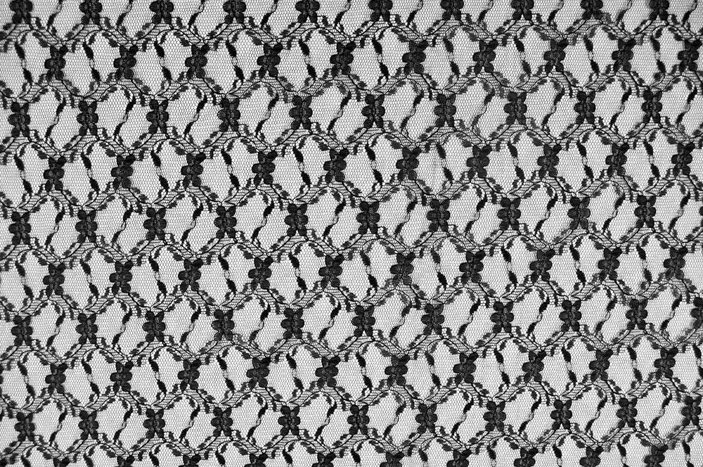 Spitzenstoff - Floral-Ornament - Schwarz