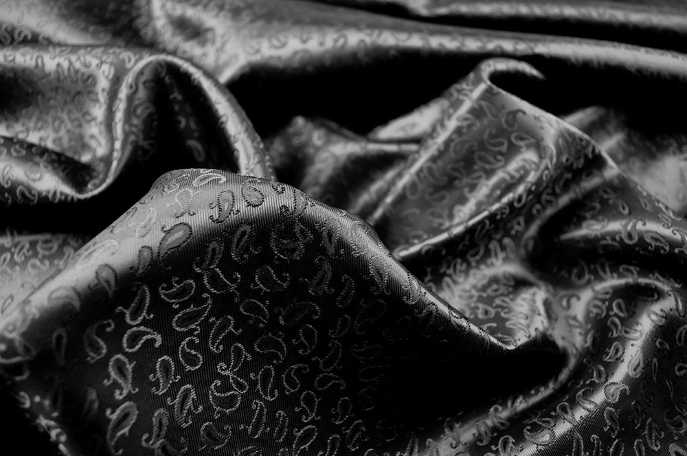 Jacquard-Taft - Mini-Paisley - Schwarz