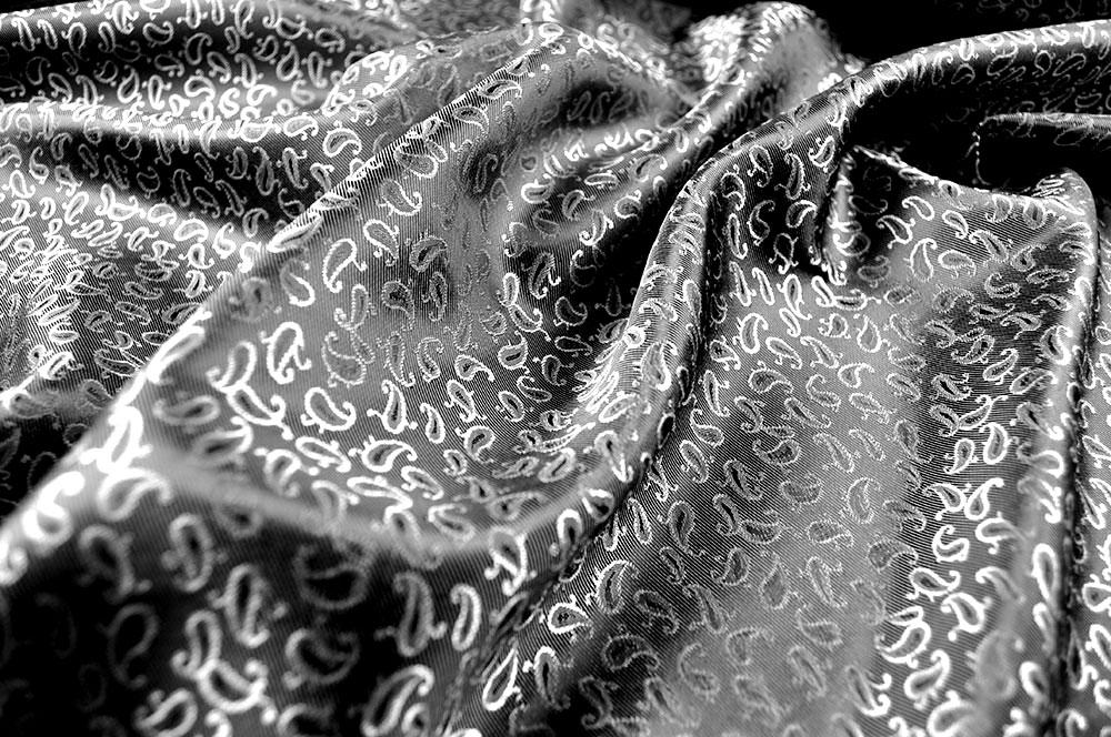 Jacquard-Taft - Mini-Paisley - Grau/Silber