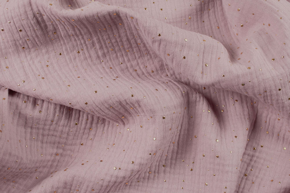 Double Gauze - Gold Pats - Altrosa