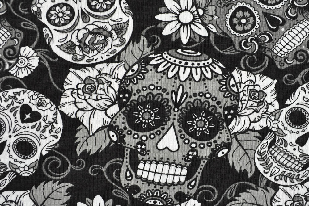 Jersey - Totenköpfe  Schwarz