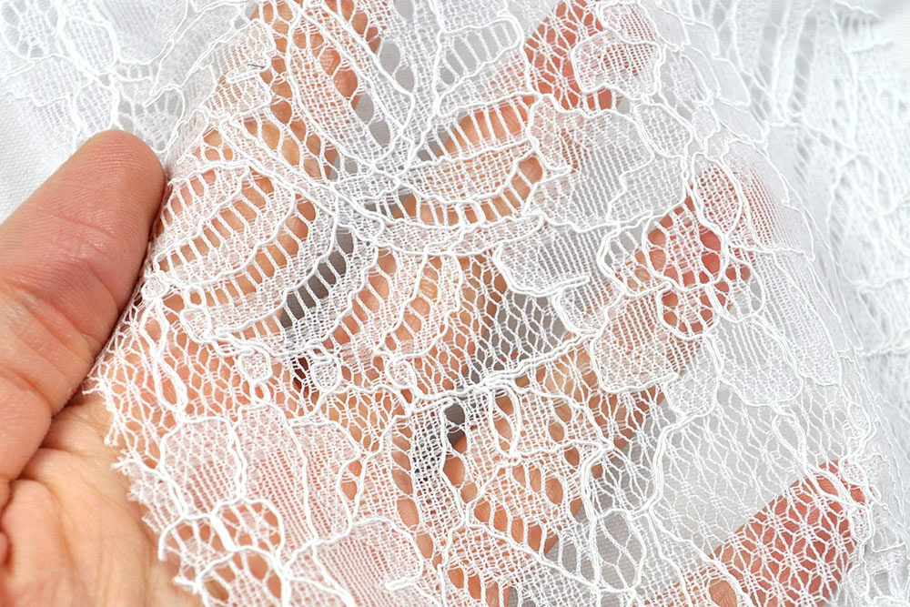 Spitzenstoff - Monstera - Weiß