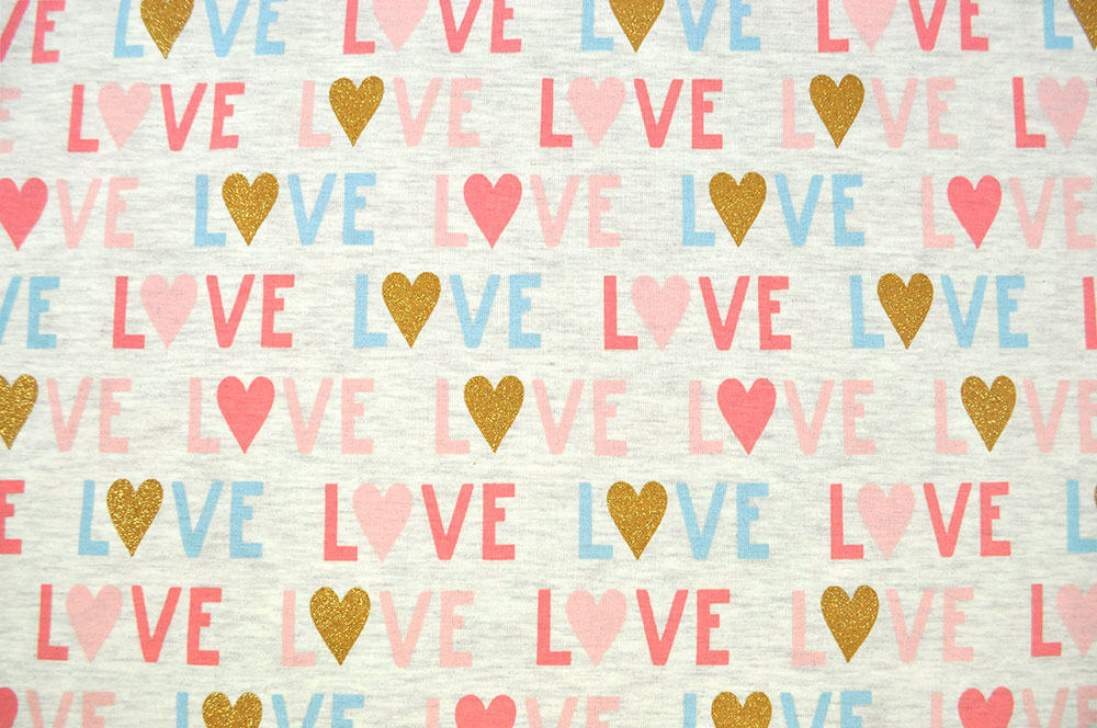 Glitzerjersey - LOVE - Creme Melange