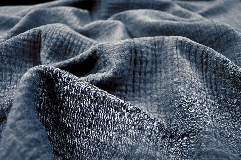 Double Gauze - Leinenoptik - Nachtblau